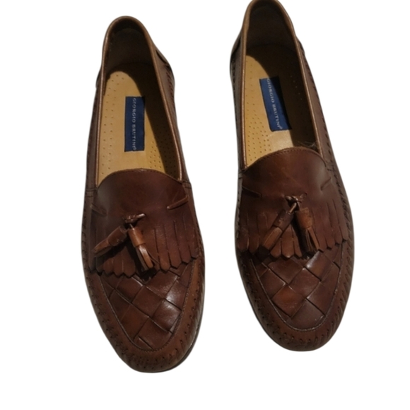 GIRGIO BRUTINI Woven Leather Upper Loafers Brown Size 11.5 - Picture 4 of 8